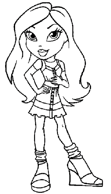 Coloriage d'une Bratz en pleine activité créative