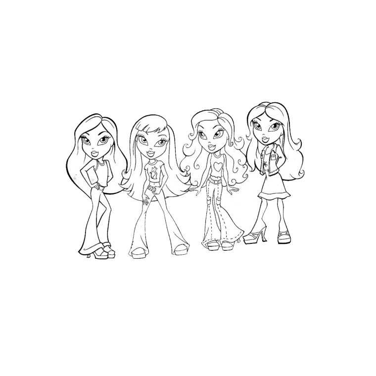 Coloriage d'une jeune fille Bratz en tenue tendance