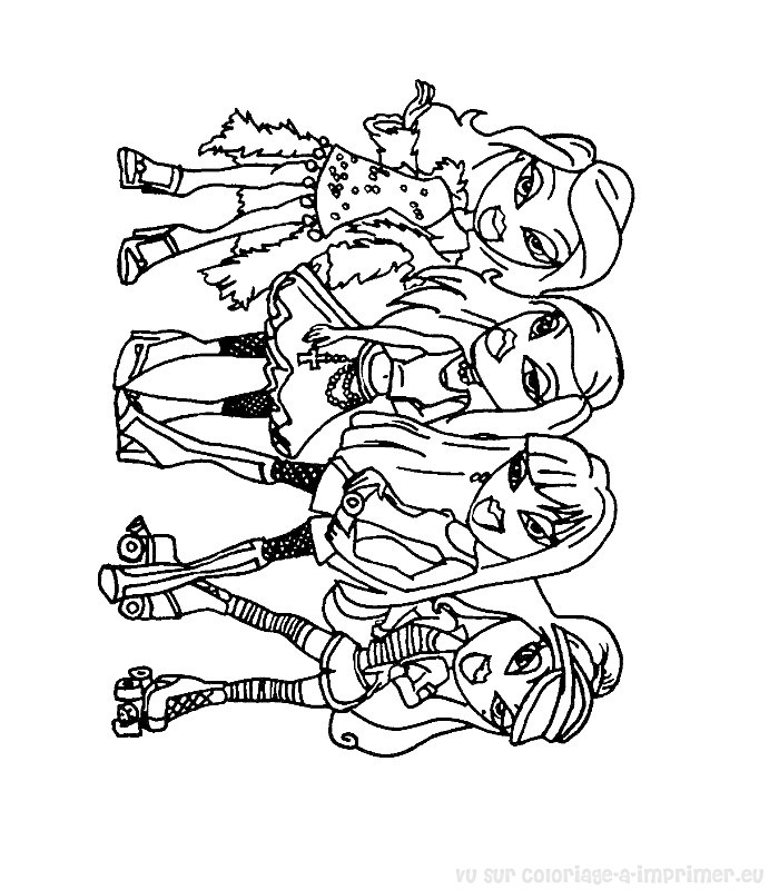 Coloriage d'une jeune fille Bratz avec un style tendance