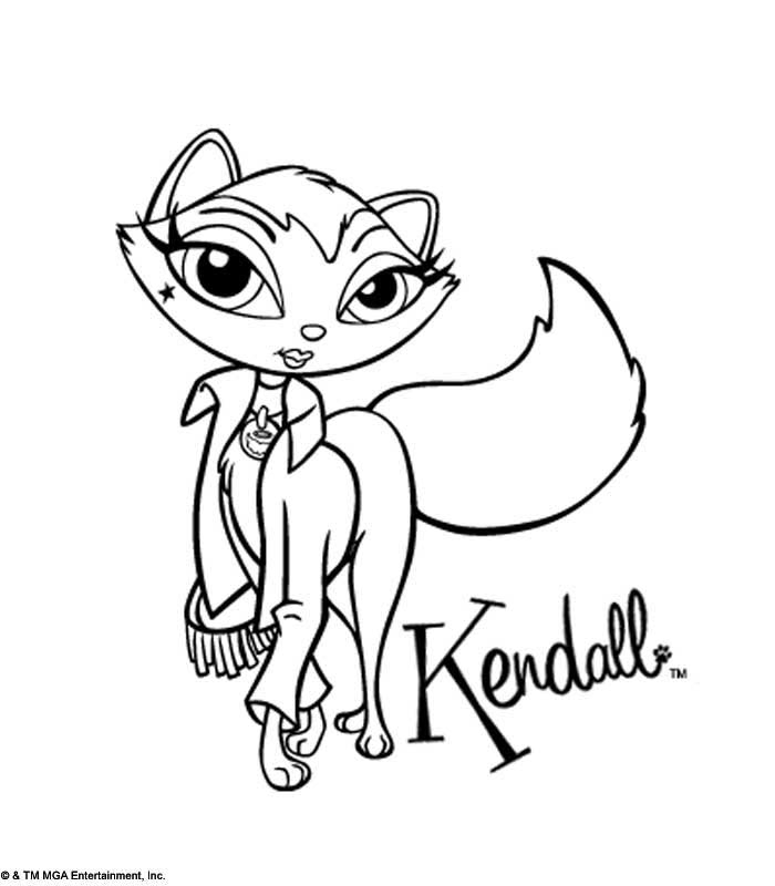 Coloriage de Bratz avec une jeune fille dans un décor stylisé