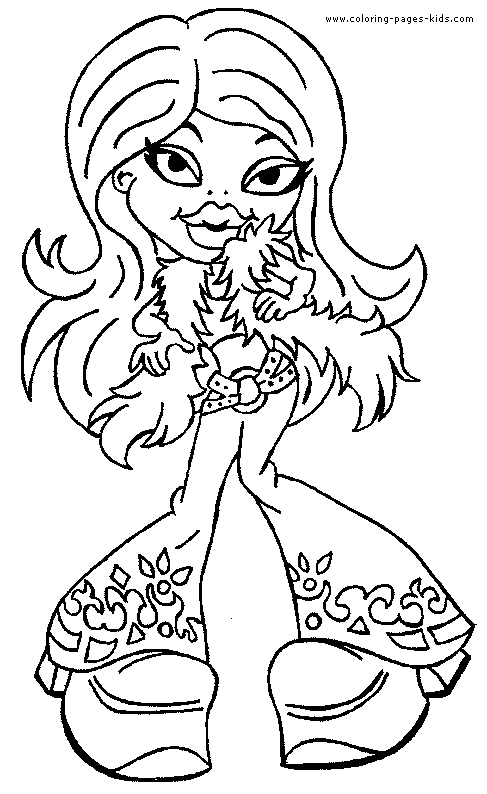 Coloriage de Bratz : les quatre amies s'amusent autour d'une table