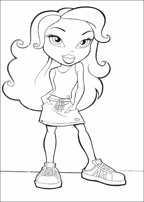 Coloriage de Bratz : Les poupées au style unique dans un cadre stylisé
