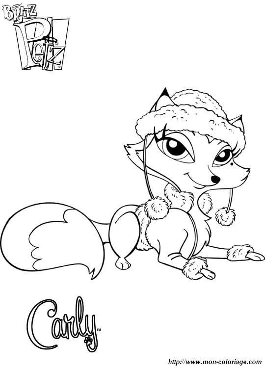 Coloriage d'une Bratz stylée avec des accessoires à la mode