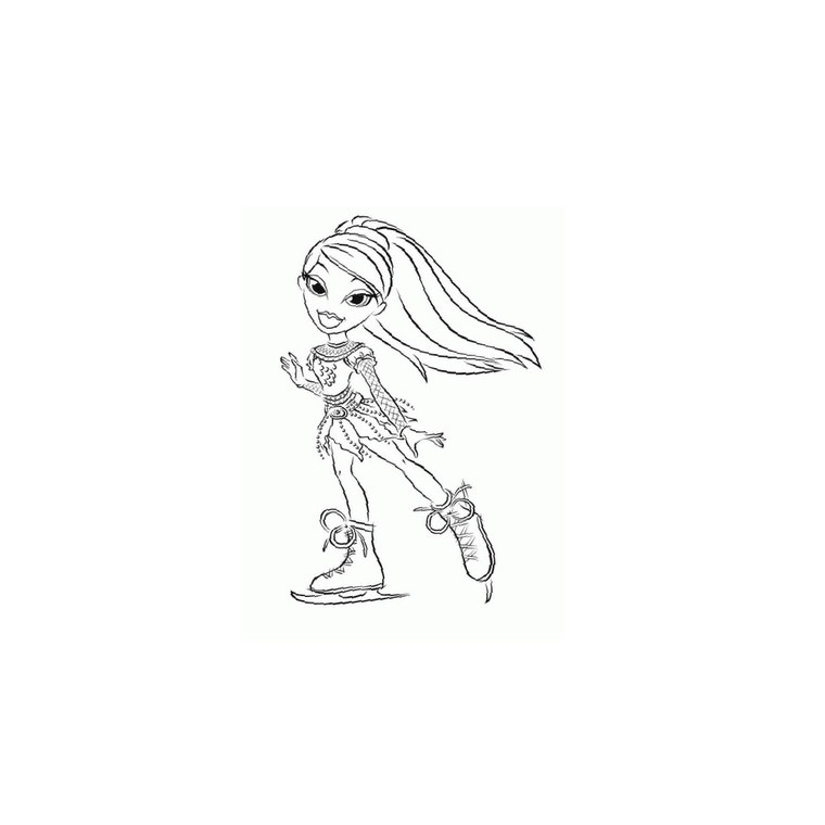 Coloriage de Bratz en pleine séance de mode