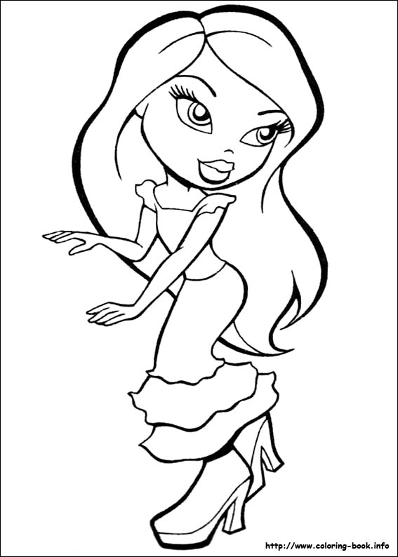 Coloriage de Bratz en pleine séance de mode