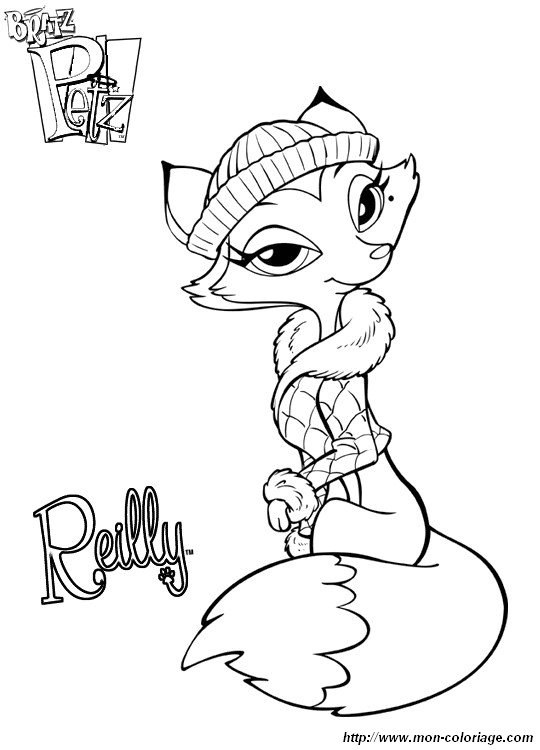 Coloriage de Bratz avec des poses stylées et accessoires