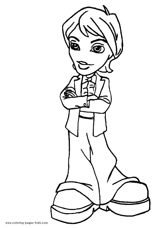 Coloriage de Bratz avec une jeune fille dans un style fashion
