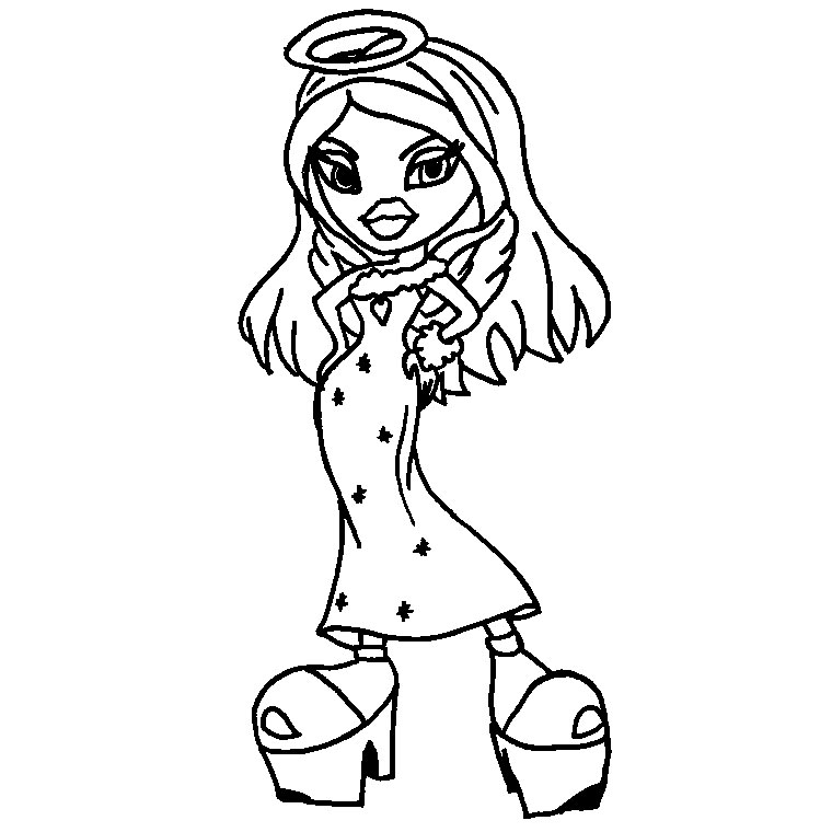Coloriage de Bratz avec des personnages stylés en pleine pose