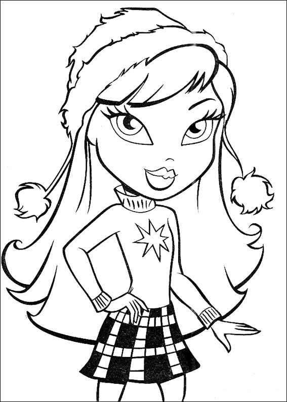 Coloriage d'une fille Bratz en pleine pose stylée