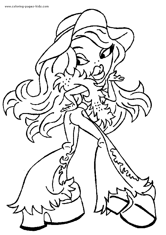 Coloriage de Bratz : quatre amies prêtes à s'amuser ensemble