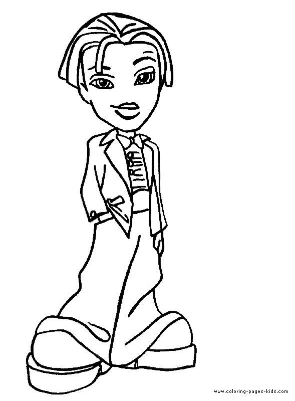 Coloriage de Bratz avec des personnages en mode décontracté