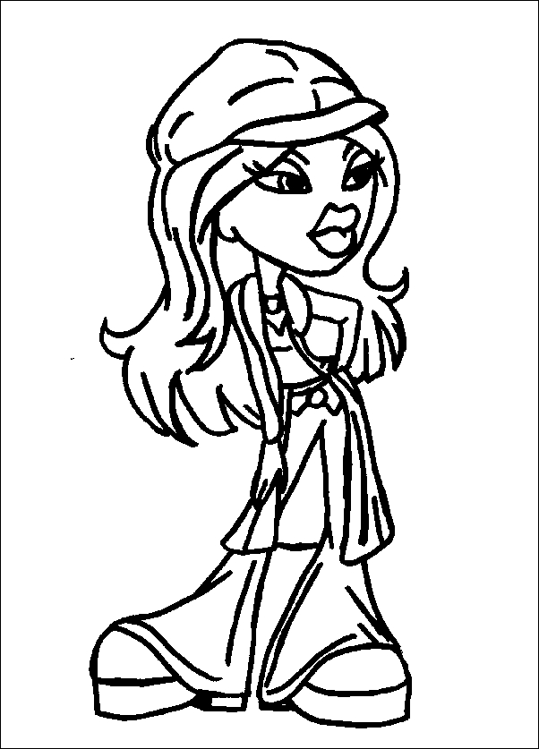 Coloriage de Bratz avec des personnages stylés en pleine activité
