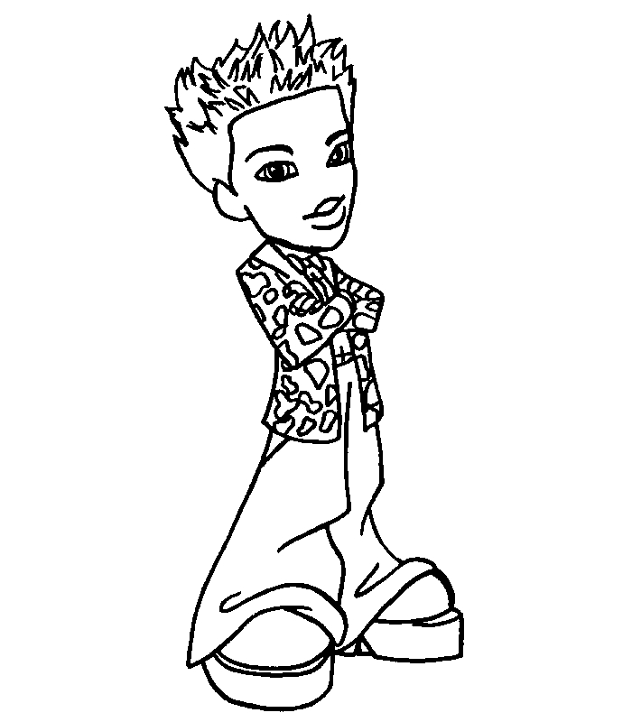 Coloriage de Bratz avec une jeune fille et ses accessoires de mode
