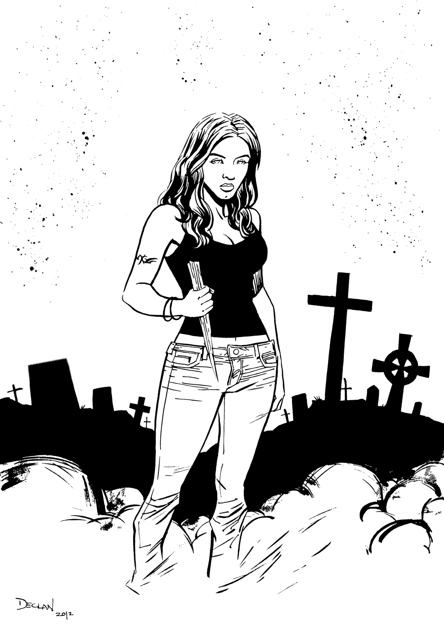 Buffy Summers en pleine action contre des vampires dans une scène emblématique Buffy Summers en pleine action contre des vampires dans une scène emblématique