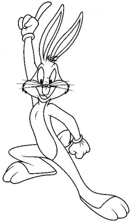 Coloriage de Bugs Bunny en pleine action avec une carotte