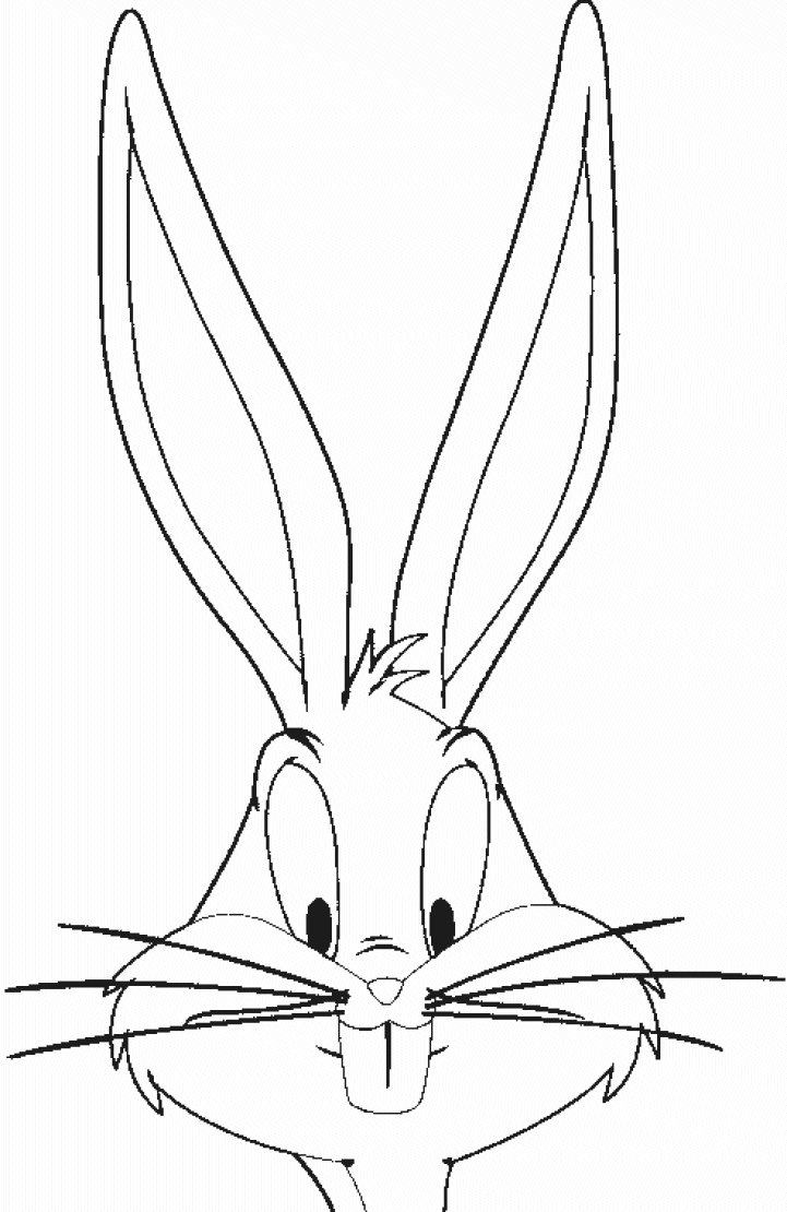 Coloriage de Bugs Bunny en pleine action avec un large sourire