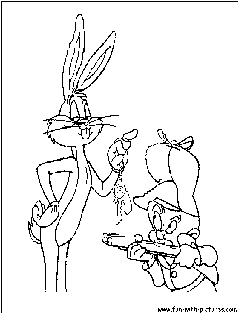 Coloriage de Bugs Bunny en pleine pose décontractée