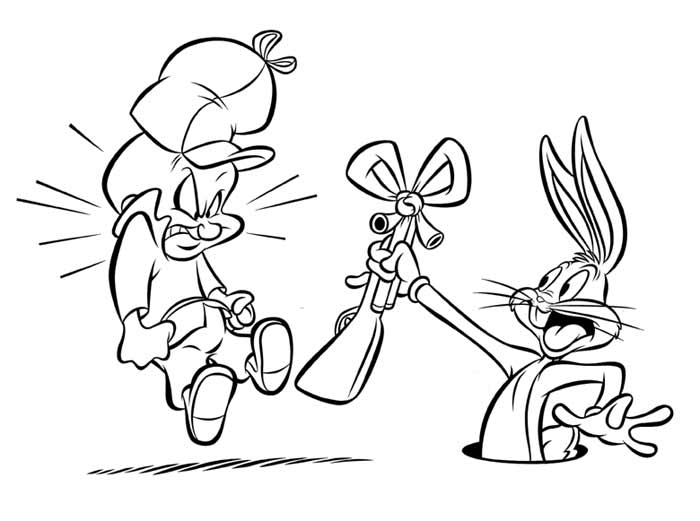 Bugs Bunny en pleine pause sur un fond simple
