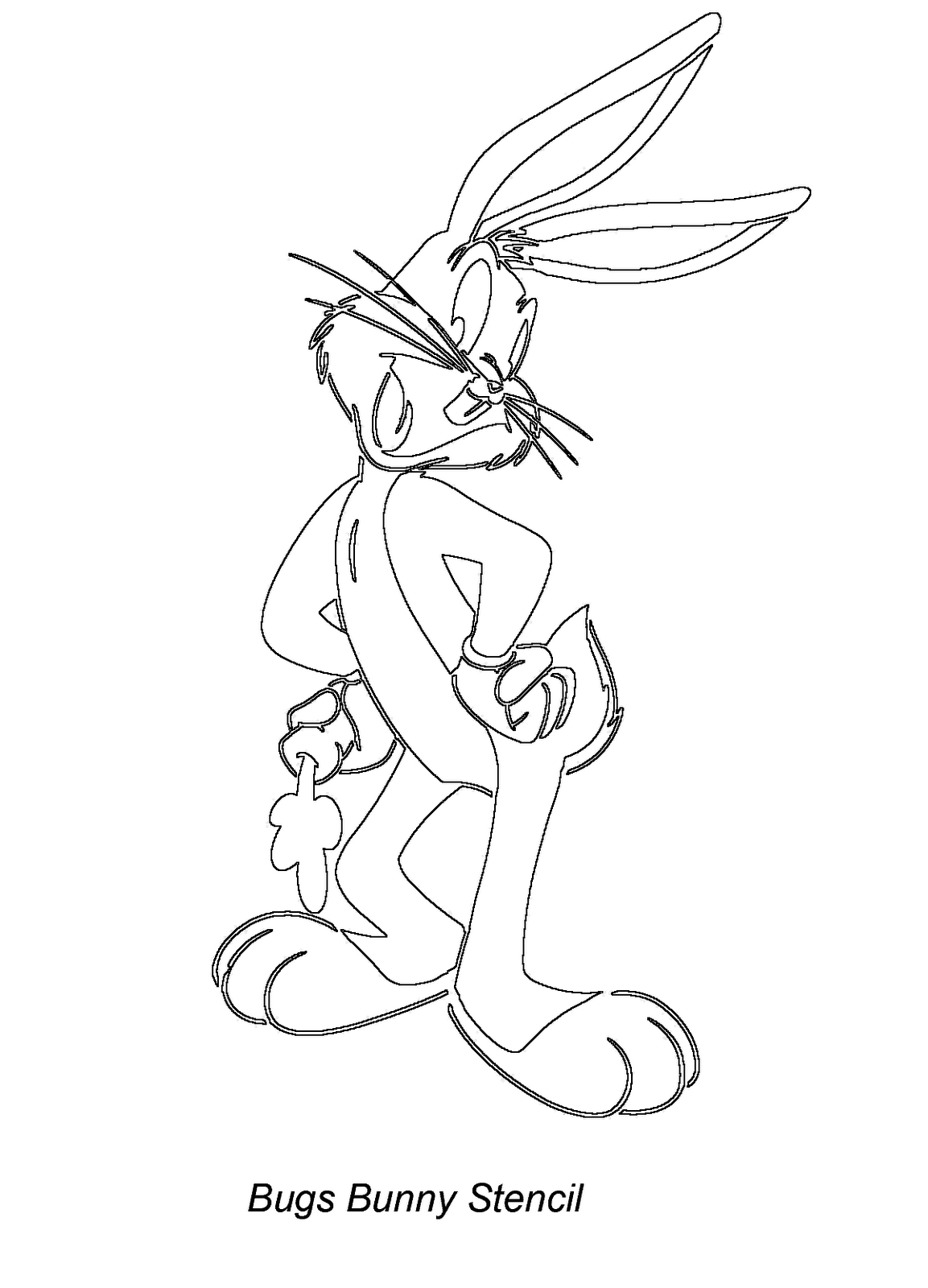 Coloriage de Bugs Bunny en pleine action dans un décor ludique