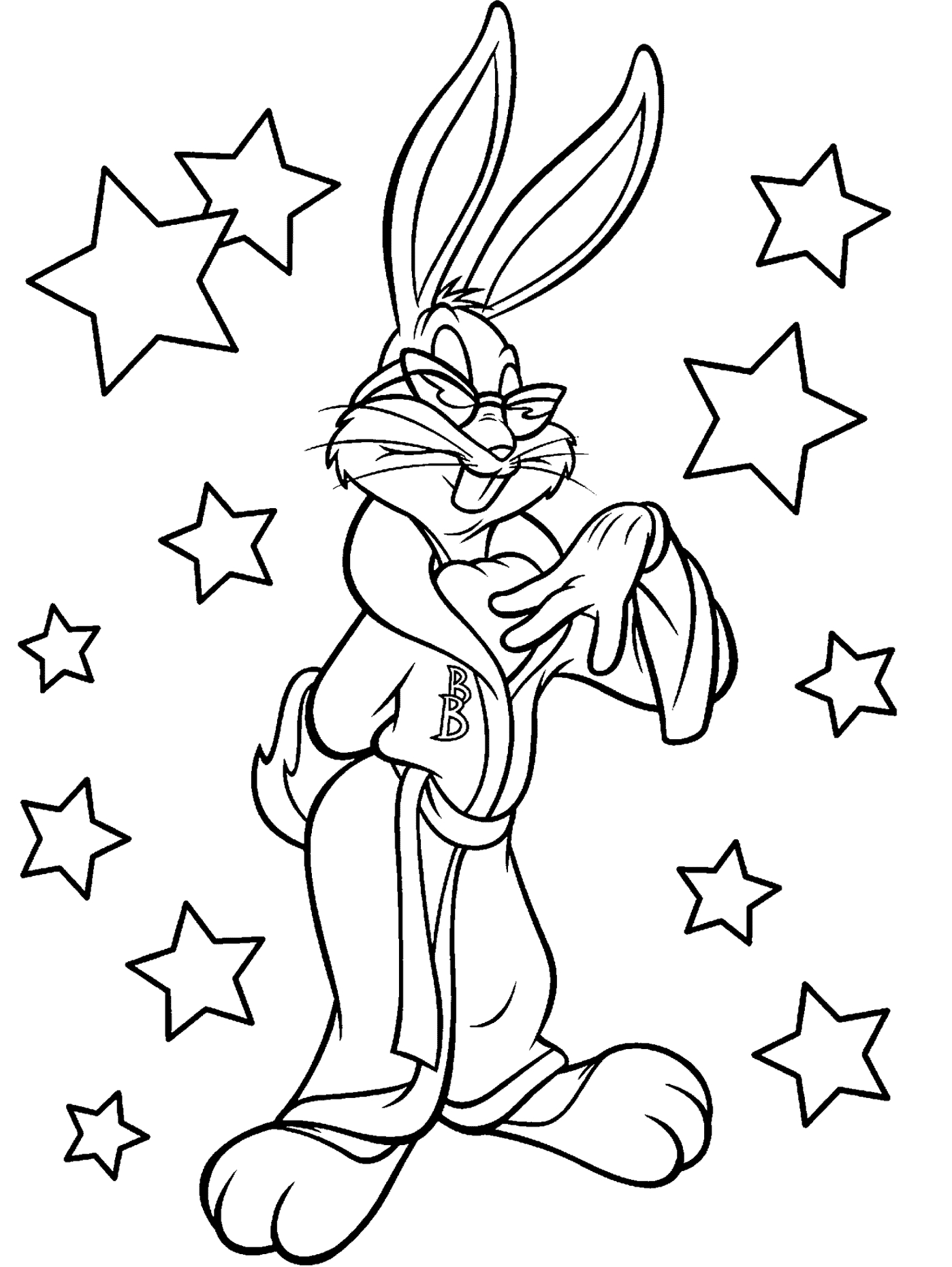 Coloriage de Bugs Bunny dans une pose amusante