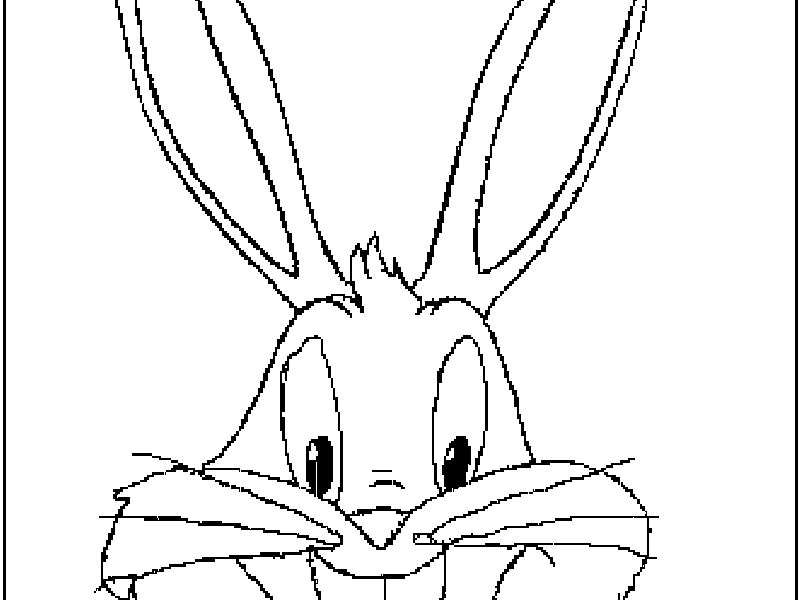 Coloriage de Bugs Bunny en pleine pose amusante