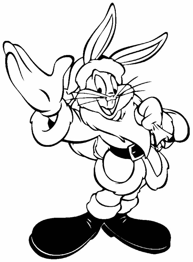 Coloriage de Bugs Bunny avec une carotte dans un décor simple