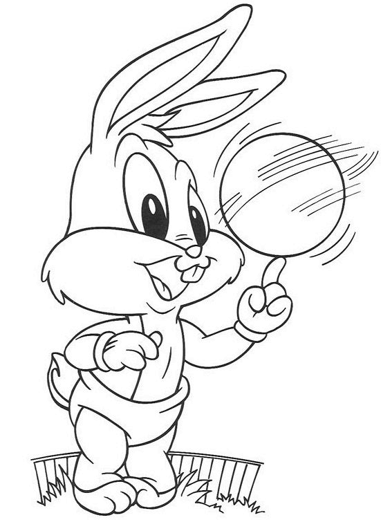 Coloriage de Bugs Bunny en pleine action
