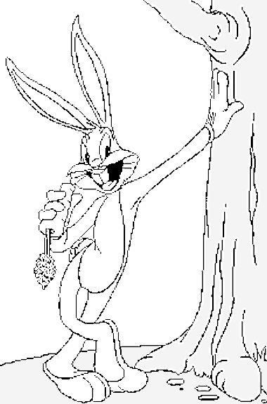 Bugs Bunny en pleine réflexion avec son carotte