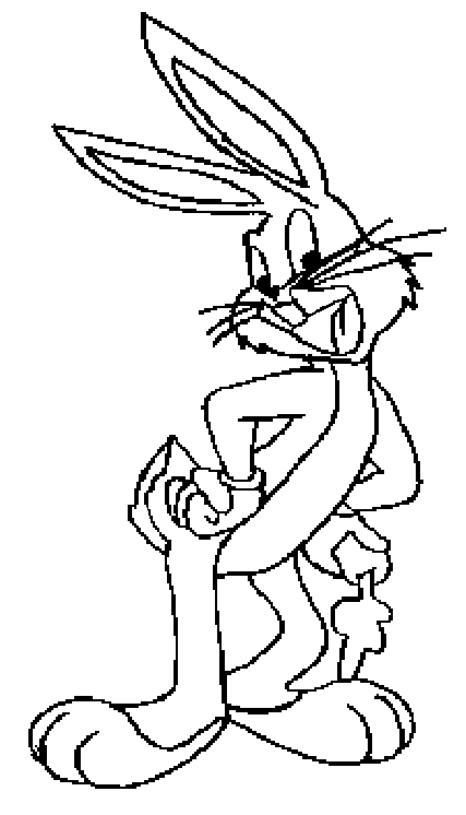 Bugs Bunny se détend avec une carotte dans un paysage ensoleillé