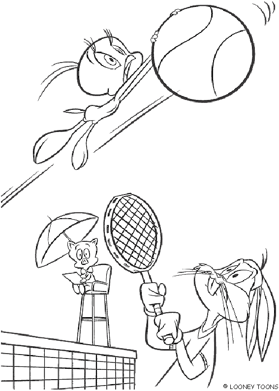 Coloriage de Bugs Bunny en pleine aventure avec une carotte
