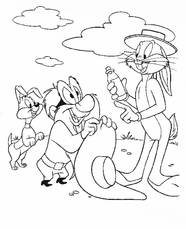 Coloriage de Bugs Bunny en train de manger une carotte