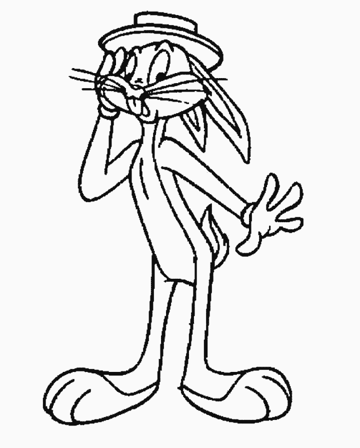 Coloriage de Bugs Bunny en train de sourire joyeusement
