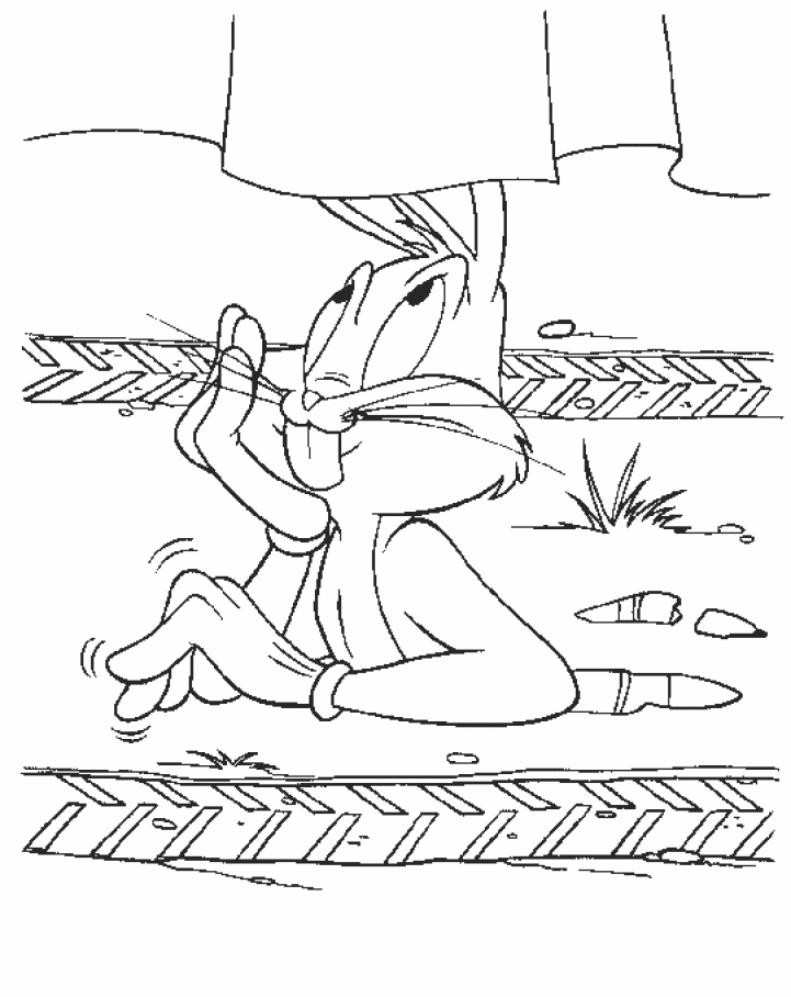 Bugs Bunny en pleine expression joyeuse dans un décor simple