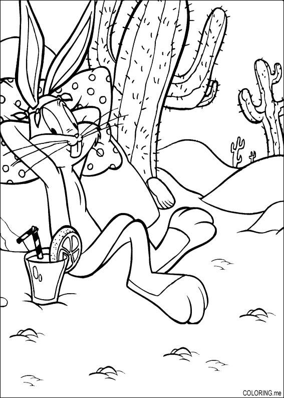 Coloriage de Bugs Bunny en pleine chasse aux carottes