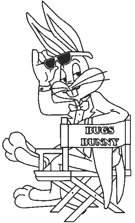 Coloriage de Bugs Bunny avec un sourire malicieux dans un décor naturel