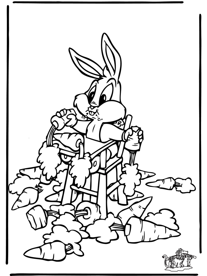 Coloriage de Bugs Bunny en pleine pose amusante