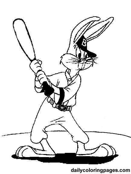Coloriage de Bugs Bunny en train de sourire dans un décor de nature