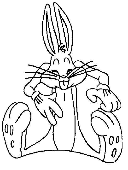 Coloriage de Bugs Bunny en pleine action avec un décor minimaliste