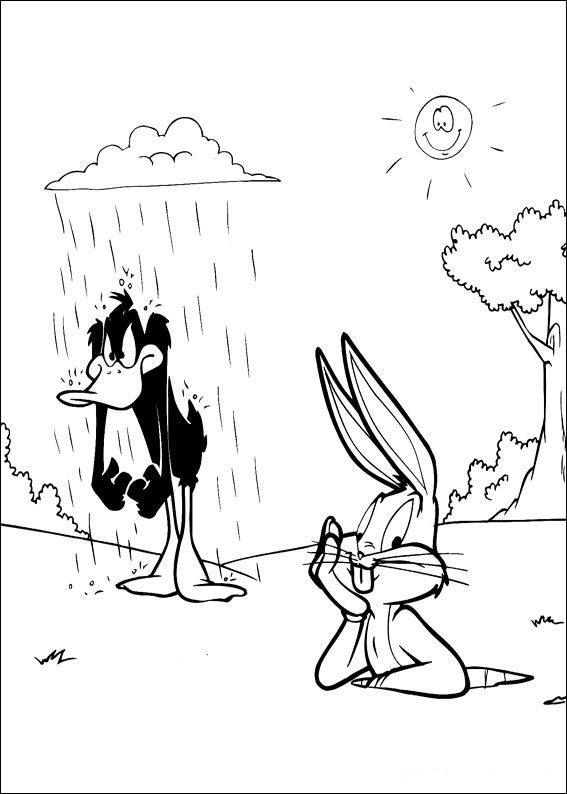 Bugs Bunny en pleine action avec un grand sourire