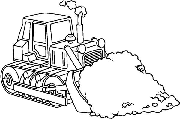 Coloriage d'un bulldozer en action sur un chantier
