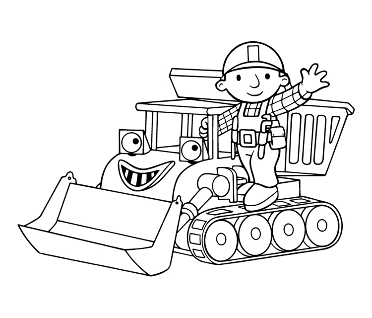 Coloriage d'un bulldozer en pleine action sur un chantier