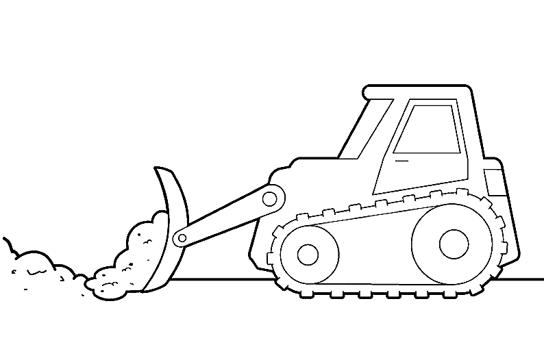 Coloriage d'un bulldozer en action sur un chantier