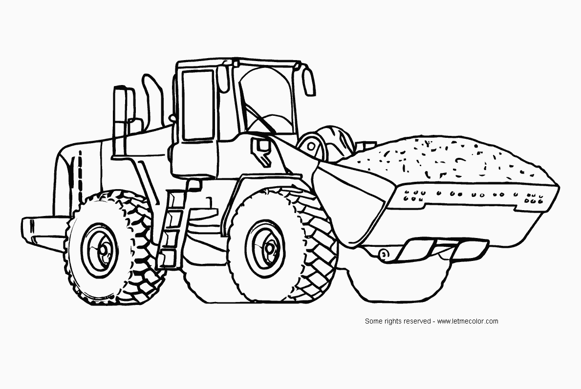 Coloriage d'un bulldozer en action sur un chantier
