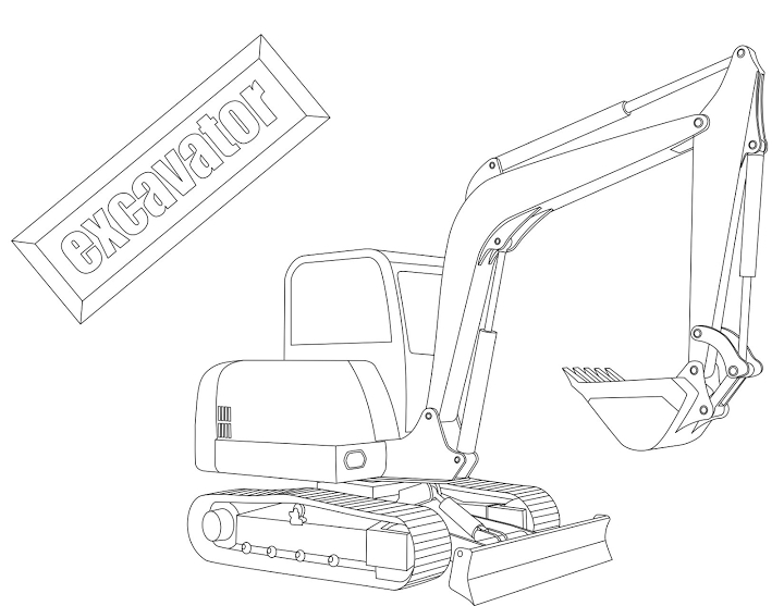 Coloriage d'un bulldozer en action sur un terrain de chantier