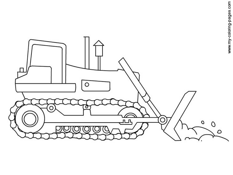 Coloriage d'un bulldozer en action sur un chantier