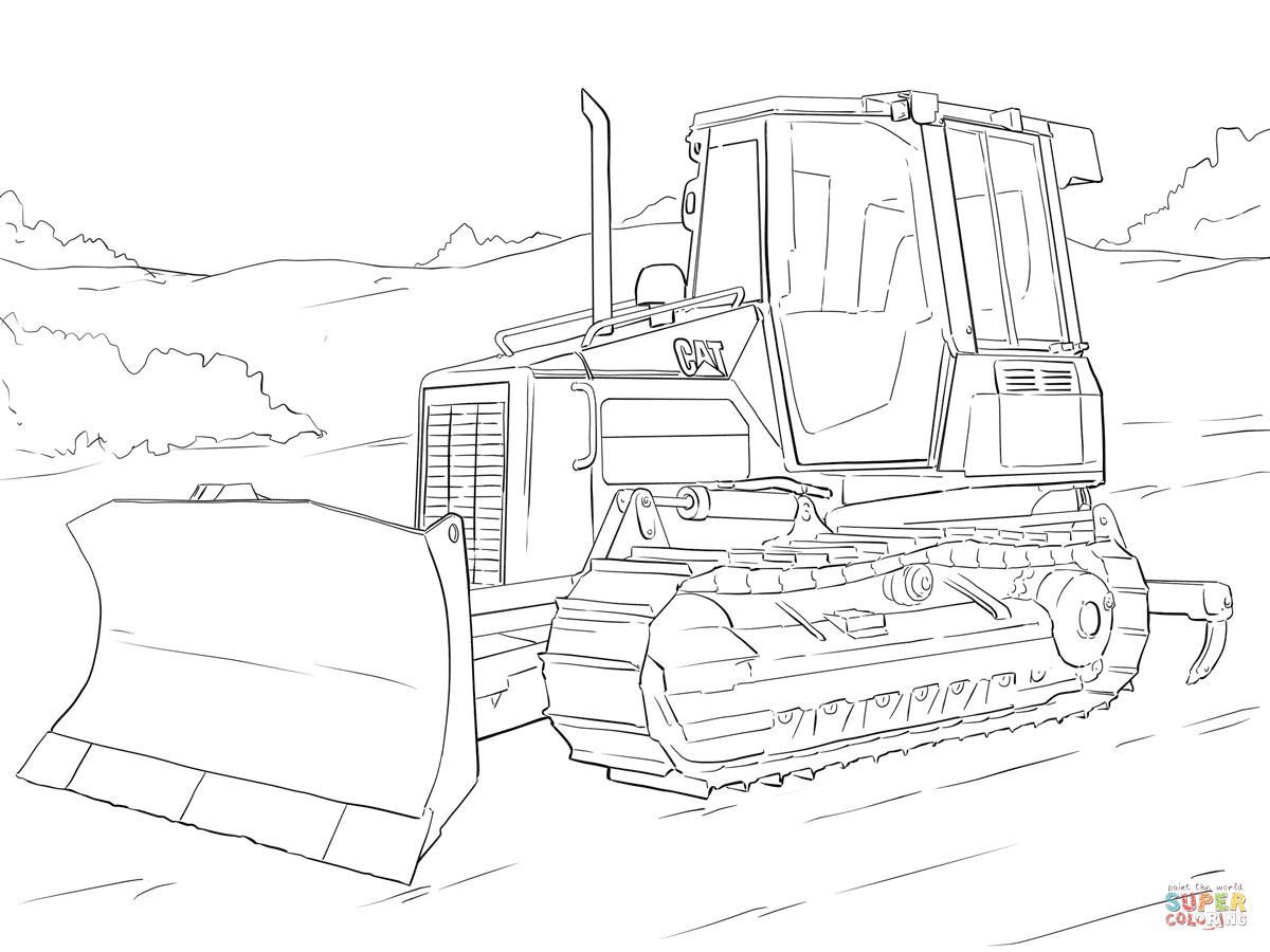 Coloriage d'un bulldozer en action sur un chantier
