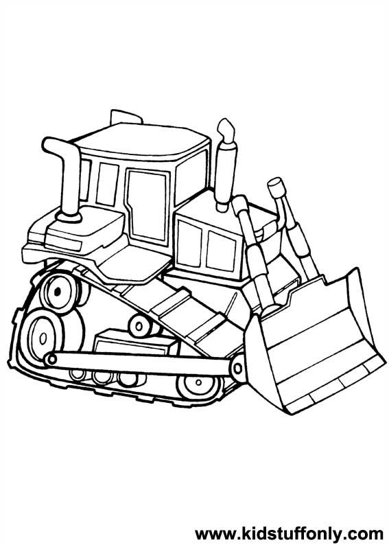 Coloriage d'un bulldozer en pleine action sur un chantier