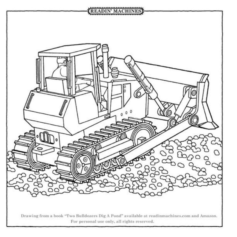 Coloriage d'un bulldozer en pleine action sur un chantier