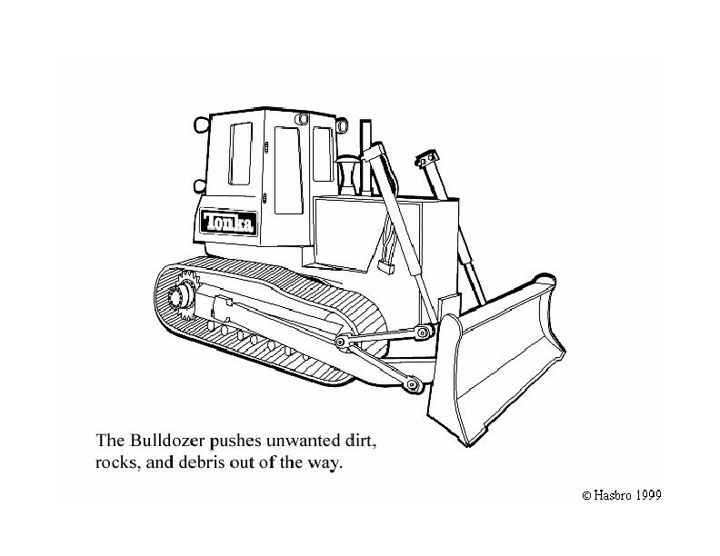 Coloriage d'un bulldozer en action sur un chantier