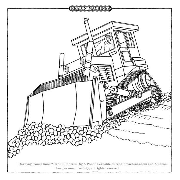 Coloriage d'un bulldozer en action sur un chantier